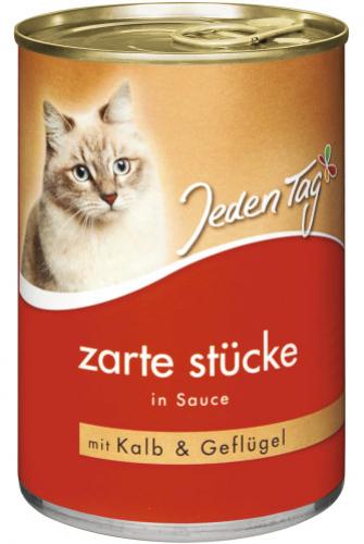 JedenTag Katzenfutter Kalb + Geflügel in Sauce 415g Dose